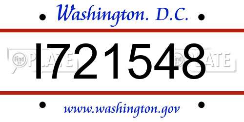 I721548 District Of Columbia License Plate