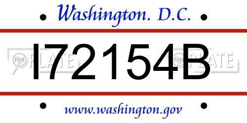 I72154B District Of Columbia License Plate