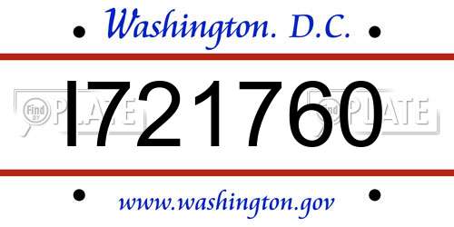 I721760 District Of Columbia License Plate