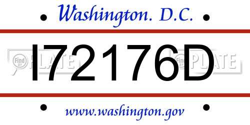 I72176D District Of Columbia License Plate