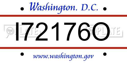 I72176O District Of Columbia License Plate