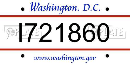 I721860 District Of Columbia License Plate