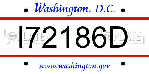 I72186D District Of Columbia License Plate