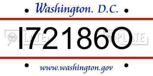 I72186O District Of Columbia License Plate