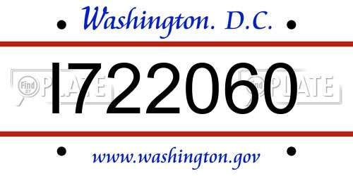 I722060 District Of Columbia License Plate