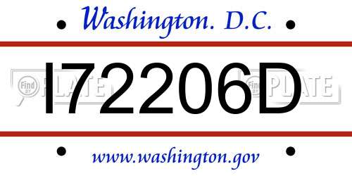 I72206D District Of Columbia License Plate