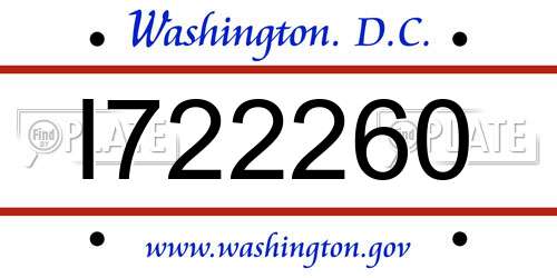 I722260 District Of Columbia License Plate