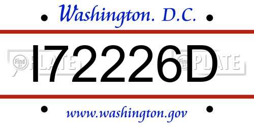 I72226D District Of Columbia License Plate
