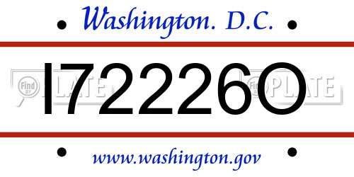 I72226O District Of Columbia License Plate