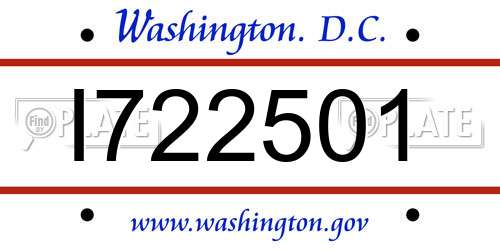 I722501 District Of Columbia License Plate
