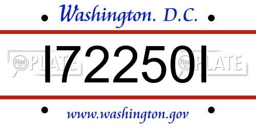 I72250I District Of Columbia License Plate