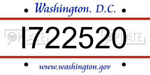 I722520 District Of Columbia License Plate