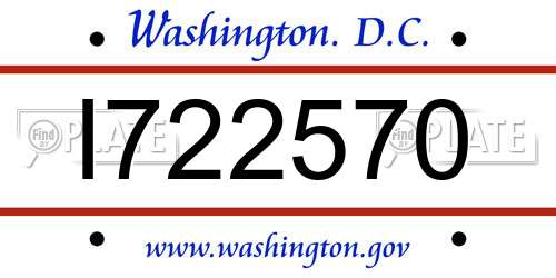 I722570 District Of Columbia License Plate