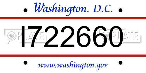 I722660 District Of Columbia License Plate