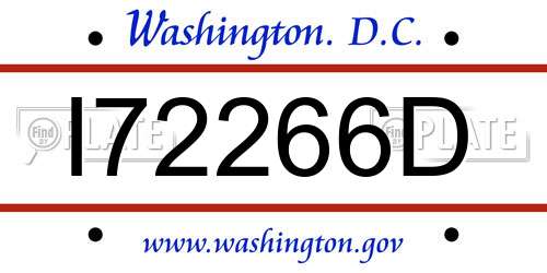 I72266D District Of Columbia License Plate