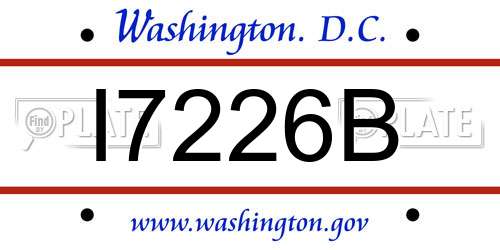 I7226B District Of Columbia License Plate