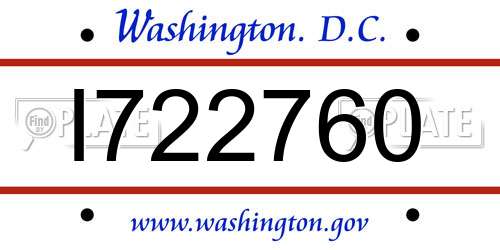 I722760 District Of Columbia License Plate