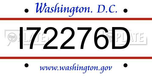 I72276D District Of Columbia License Plate