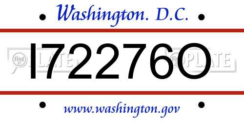 I72276O District Of Columbia License Plate