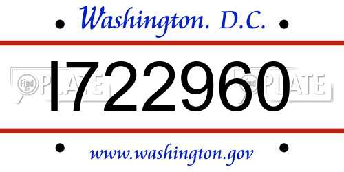 I722960 District Of Columbia License Plate