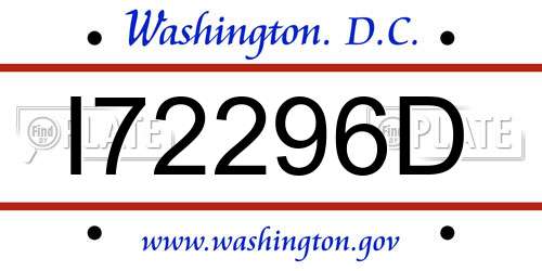 I72296D District Of Columbia License Plate