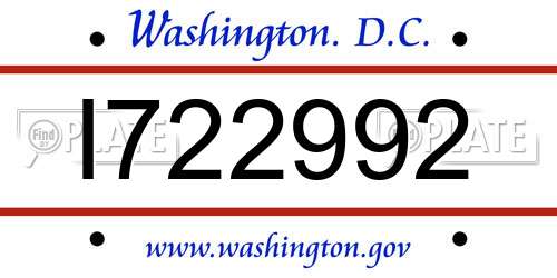 I722992 District Of Columbia License Plate