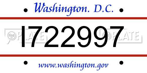 I722997 District Of Columbia License Plate