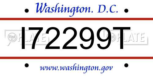 I72299T District Of Columbia License Plate