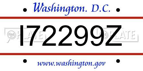 I72299Z District Of Columbia License Plate