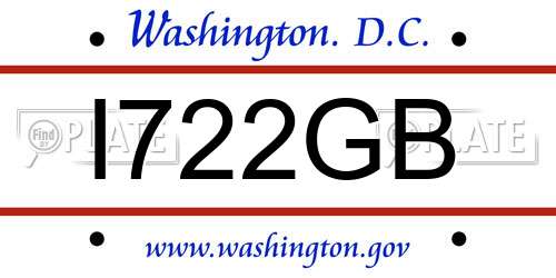 I722GB District Of Columbia License Plate