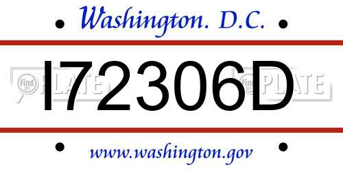 I72306D District Of Columbia License Plate