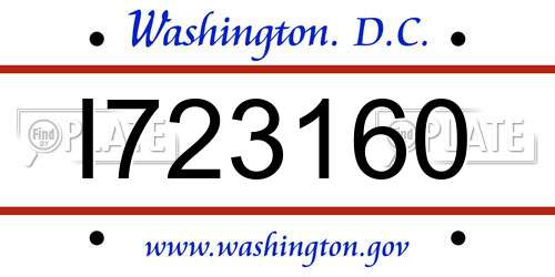I723160 District Of Columbia License Plate