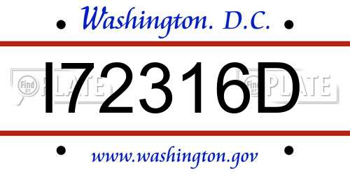 I72316D District Of Columbia License Plate