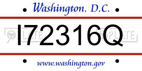 I72316Q District Of Columbia License Plate