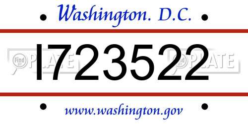 I723522 District Of Columbia License Plate