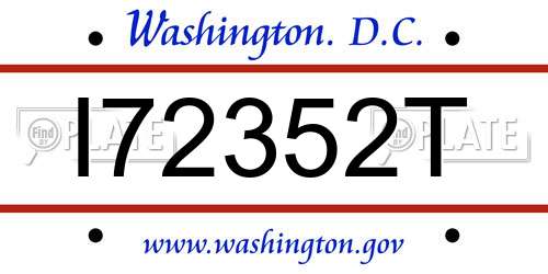 I72352T District Of Columbia License Plate