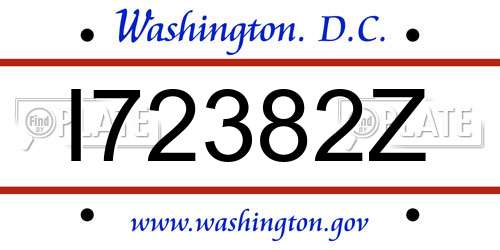 I72382Z District Of Columbia License Plate