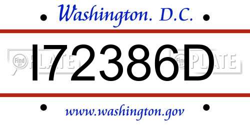 I72386D District Of Columbia License Plate