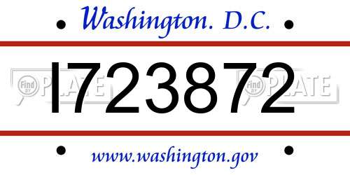 I723872 District Of Columbia License Plate