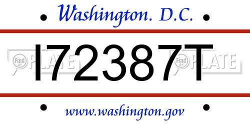 I72387T District Of Columbia License Plate