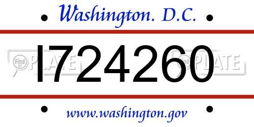 I724260 District Of Columbia License Plate