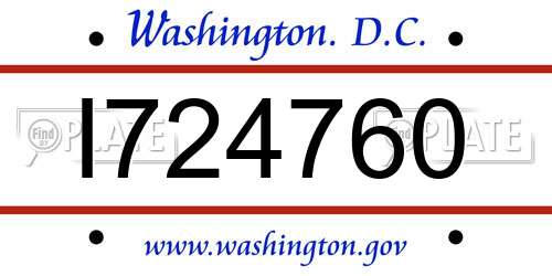 I724760 District Of Columbia License Plate