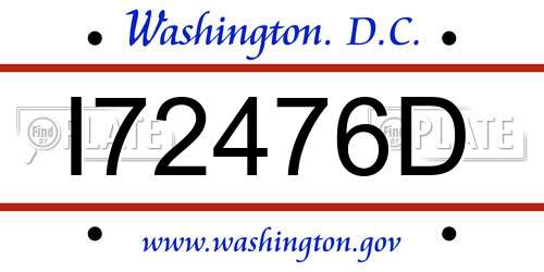 I72476D District Of Columbia License Plate