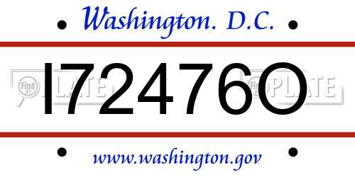 I72476O District Of Columbia License Plate