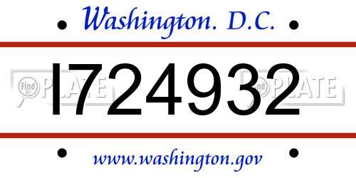 I724932 District Of Columbia License Plate