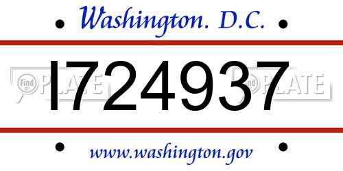 I724937 District Of Columbia License Plate