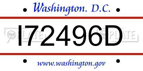 I72496D District Of Columbia License Plate