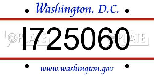 I725060 District Of Columbia License Plate
