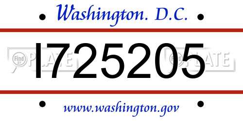 I725205 District Of Columbia License Plate