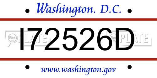 I72526D District Of Columbia License Plate